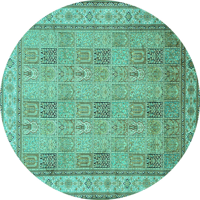 Round Persian Turquoise Traditional Rug, tr998turq