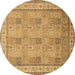 Round Persian Brown Traditional Rug, tr998brn