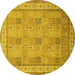 Round Persian Yellow Traditional Rug, tr998yw