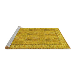 Sideview of Machine Washable Persian Yellow Traditional Rug, wshtr998yw
