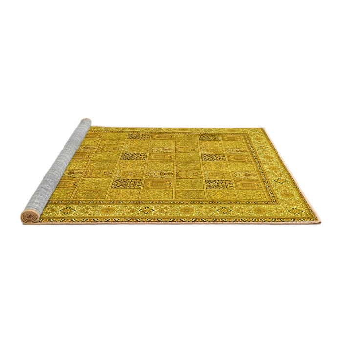 Sideview of Machine Washable Persian Yellow Traditional Rug, wshtr998yw