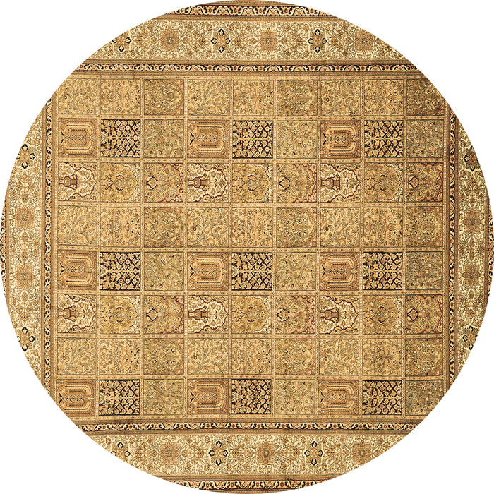Round Machine Washable Persian Brown Traditional Rug, wshtr998brn