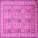 Square Machine Washable Persian Pink Traditional Rug, wshtr998pnk