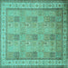 Square Persian Turquoise Traditional Rug, tr998turq