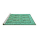 Sideview of Machine Washable Persian Turquoise Traditional Area Rugs, wshtr998turq