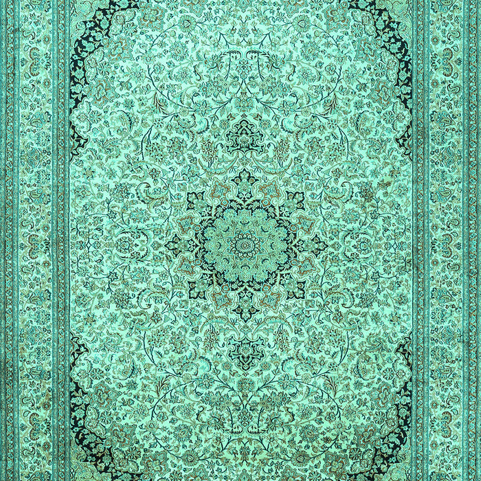 Machine Washable Medallion Turquoise Traditional Area Rugs, wshtr999turq