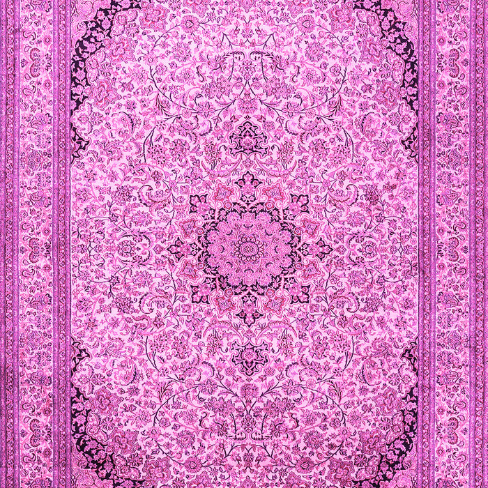 Machine Washable Medallion Pink Traditional Rug, wshtr999pnk
