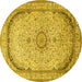 Round Medallion Yellow Traditional Rug, tr999yw