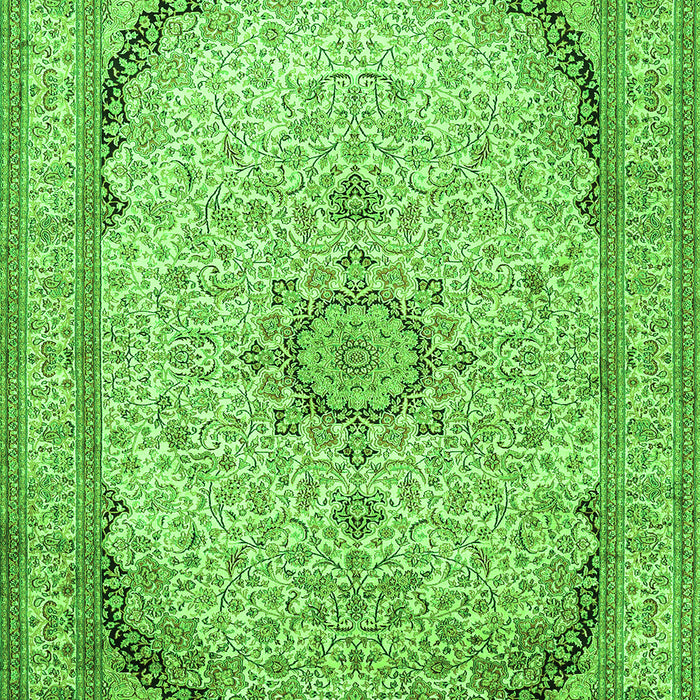 Serging Thickness of Machine Washable Medallion Green Traditional Area Rugs, wshtr999grn