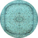 Round Medallion Light Blue Traditional Rug, tr999lblu