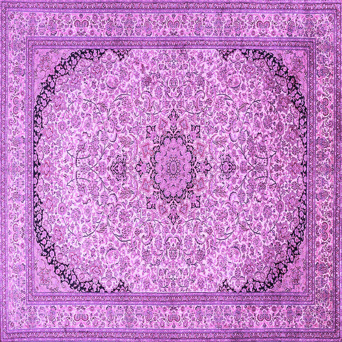 Square Machine Washable Medallion Purple Traditional Area Rugs, wshtr999pur