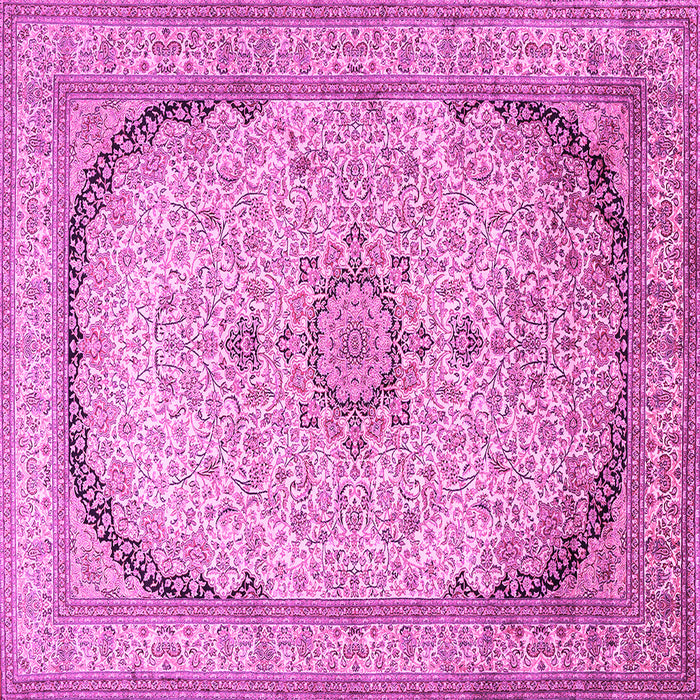 Square Machine Washable Medallion Pink Traditional Rug, wshtr999pnk