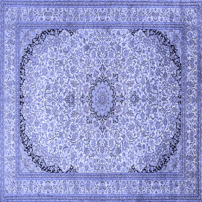 Square Machine Washable Medallion Blue Traditional Rug, wshtr999blu