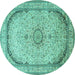 Round Medallion Turquoise Traditional Rug, tr999turq