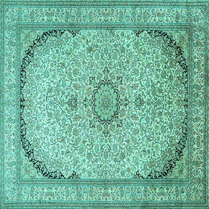 Square Medallion Turquoise Traditional Rug, tr999turq