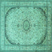 Square Medallion Turquoise Traditional Rug, tr999turq