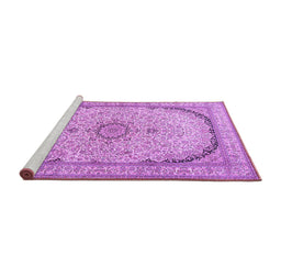 Sideview of Machine Washable Medallion Purple Traditional Area Rugs, wshtr999pur