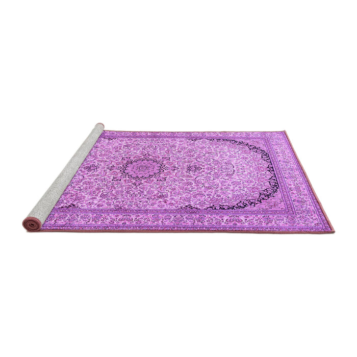Sideview of Machine Washable Medallion Purple Traditional Area Rugs, wshtr999pur
