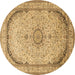 Round Medallion Brown Traditional Rug, tr999brn