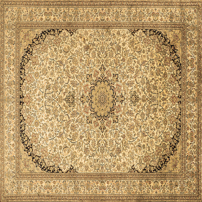 Square Machine Washable Medallion Brown Traditional Rug, wshtr999brn