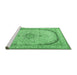 Sideview of Machine Washable Medallion Emerald Green Traditional Area Rugs, wshtr999emgrn