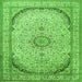 Round Machine Washable Medallion Green Traditional Area Rugs, wshtr999grn