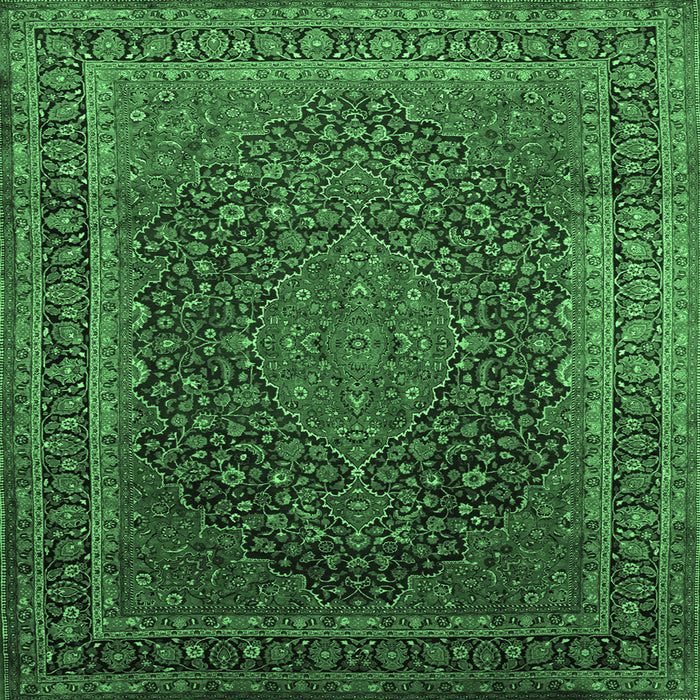 Square Medallion Emerald Green Traditional Rug, tr99emgrn