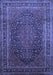 Machine Washable Medallion Blue Traditional Rug, wshtr99blu