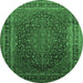 Round Medallion Emerald Green Traditional Rug, tr99emgrn