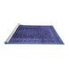 Sideview of Machine Washable Medallion Blue Traditional Rug, wshtr99blu