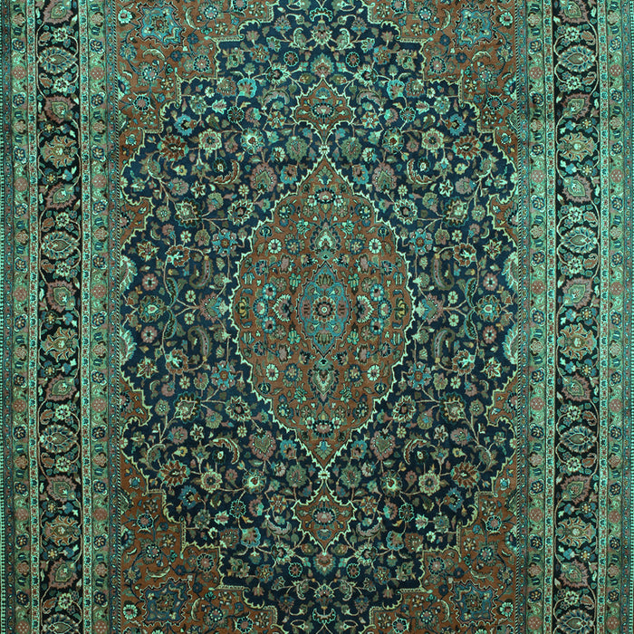 Machine Washable Medallion Turquoise Traditional Area Rugs, wshtr99turq