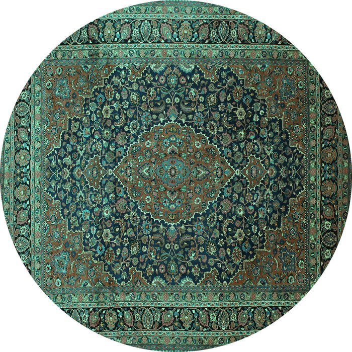Round Medallion Turquoise Traditional Rug, tr99turq