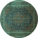 Round Medallion Turquoise Traditional Rug, tr99turq