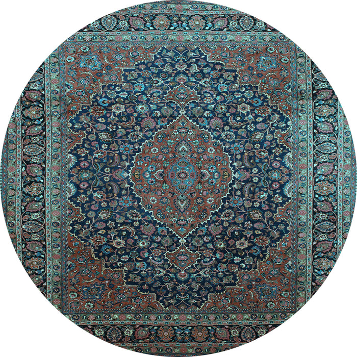 Round Medallion Light Blue Traditional Rug, tr99lblu
