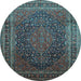 Round Medallion Light Blue Traditional Rug, tr99lblu