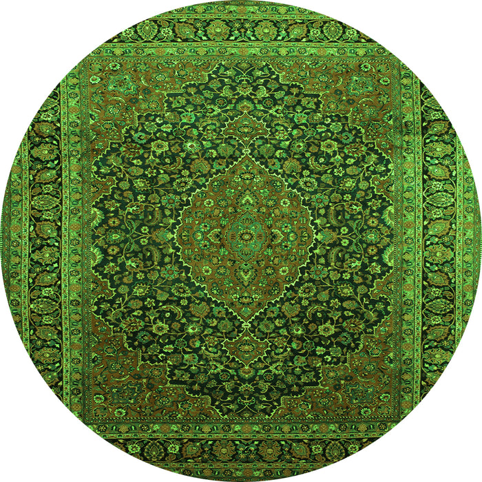 Machine Washable Medallion Green Traditional Area Rugs, wshtr99grn