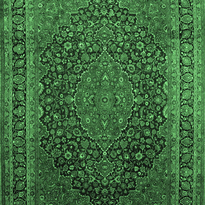 Machine Washable Medallion Emerald Green Traditional Area Rugs, wshtr99emgrn