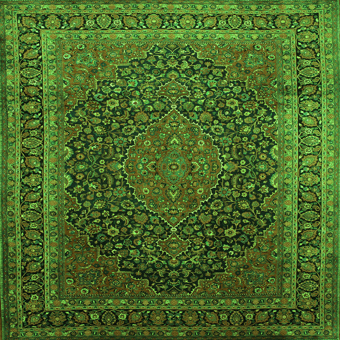 Serging Thickness of Medallion Green Traditional Rug, tr99grn