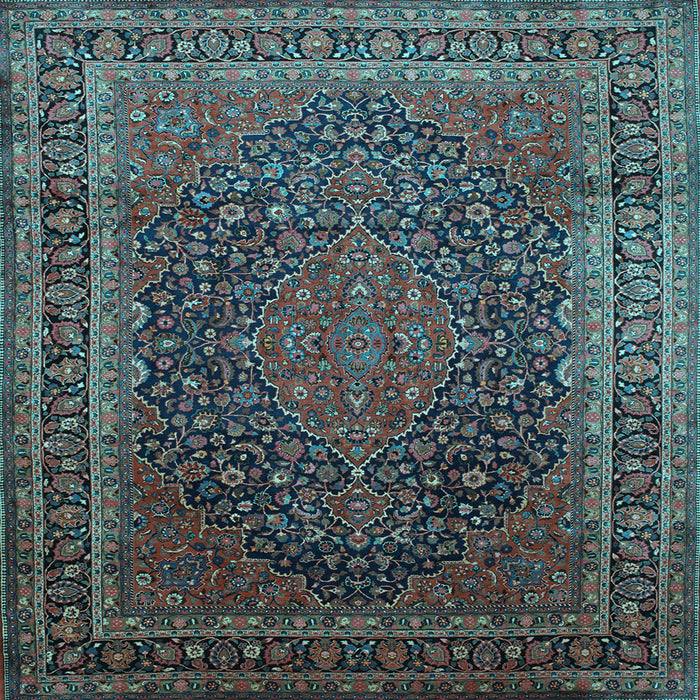 Square Medallion Light Blue Traditional Rug, tr99lblu