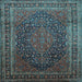 Square Medallion Light Blue Traditional Rug, tr99lblu