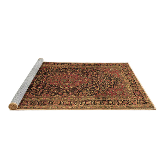 Sideview of Machine Washable Medallion Brown Traditional Rug, wshtr99brn