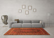 Machine Washable Medallion Orange Traditional Area Rugs in a Living Room, wshtr99org