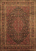 Machine Washable Medallion Brown Traditional Rug, wshtr99brn