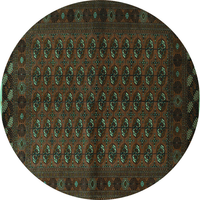 Round Machine Washable Southwestern Turquoise Country Area Rugs, wshtr9turq