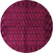 Round Machine Washable Southwestern Pink Country Rug, wshtr9pnk