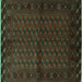 Square Machine Washable Southwestern Turquoise Country Area Rugs, wshtr9turq