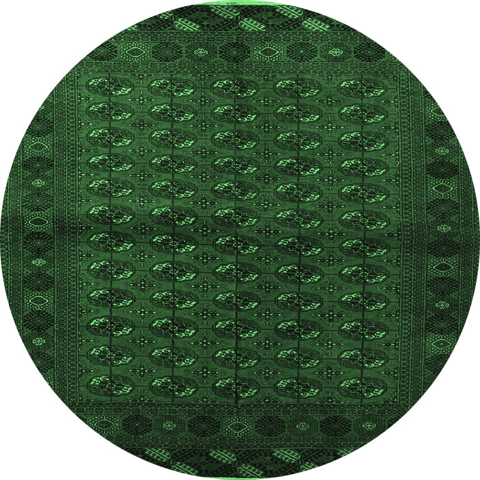 Round Machine Washable Southwestern Emerald Green Country Area Rugs, wshtr9emgrn