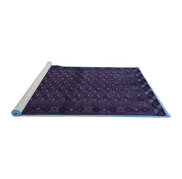 Sideview of Machine Washable Southwestern Blue Country Rug, wshtr9blu