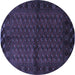 Round Southwestern Blue Country Rug, tr9blu