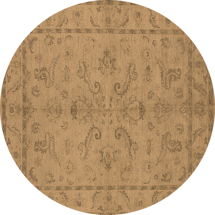 Round Oriental Brown Traditional Rug, urb1000brn